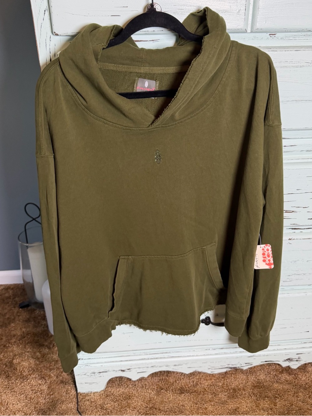 FP Movement by Free People Olive Hooded Sweatshirt, size large, new with tags.